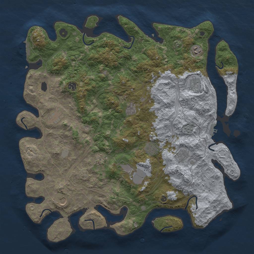 Rust Map: Procedural Map, Size: 4550, Seed: 1333339999, 20 Monuments