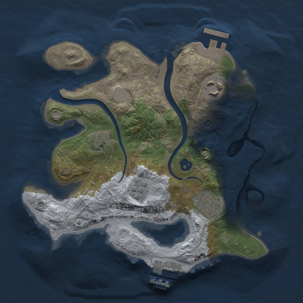 Rust Map: Procedural Map, Size: 2400, Seed: 7279163, 8 Monuments