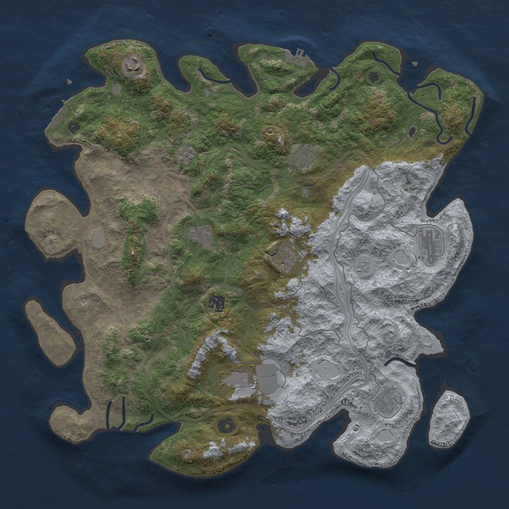 Rust Map: Procedural Map, Size: 4500, Seed: 738247, 18 Monuments