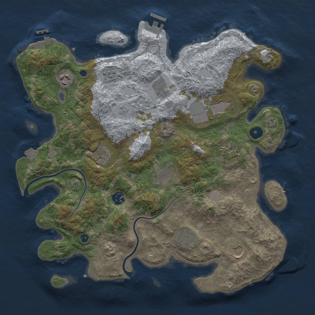 Rust Map: Procedural Map, Size: 3800, Seed: 21888361, 16 Monuments