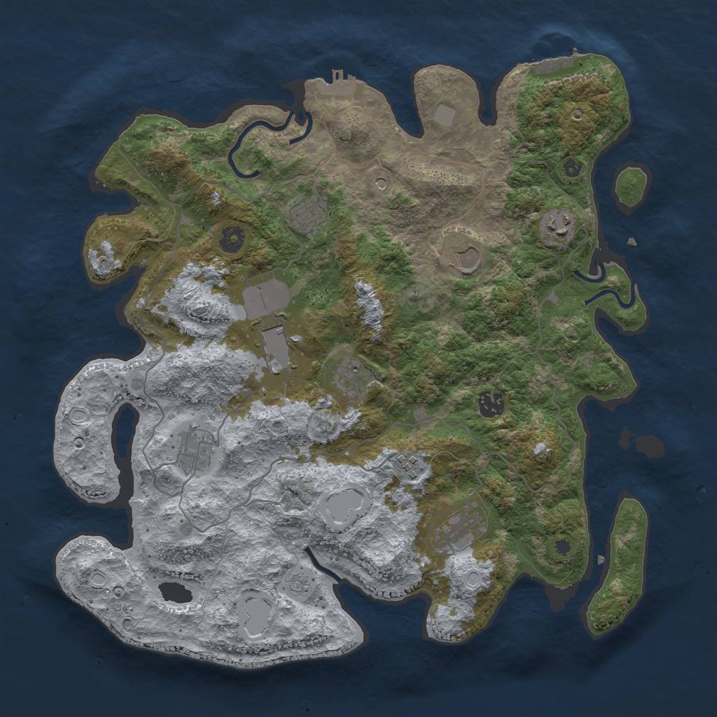 Rust Map: Procedural Map, Size: 4000, Seed: 702804896, 18 Monuments