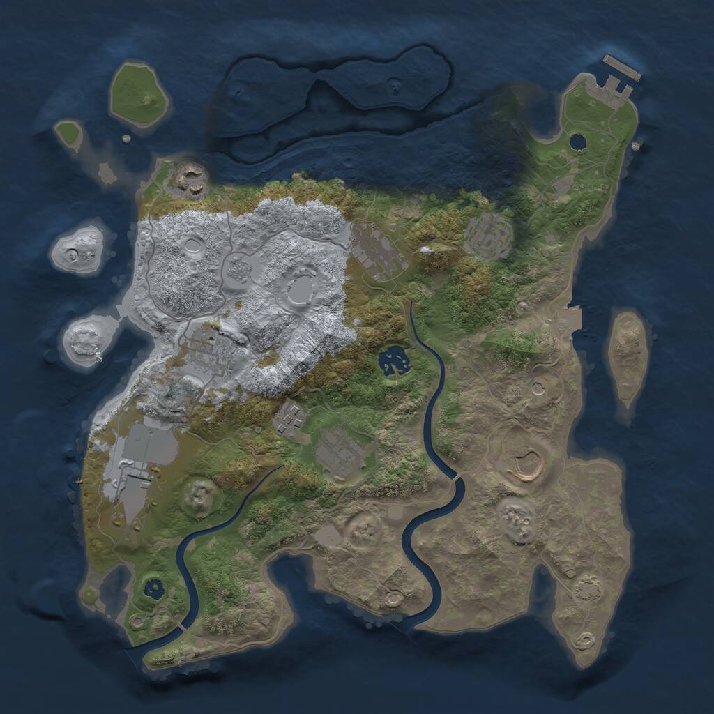 Rust Map: Procedural Map, Size: 3500, Seed: 1210313370, 14 Monuments