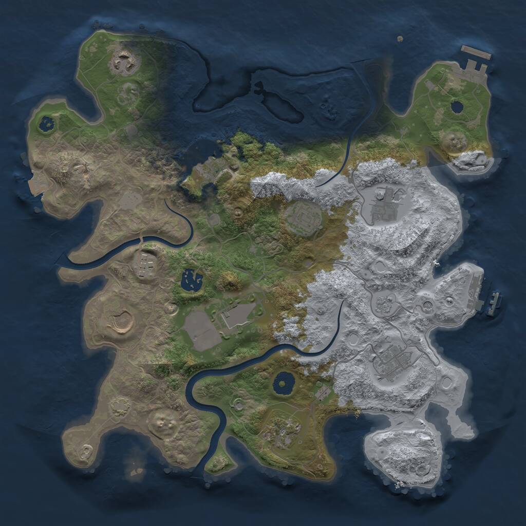 Rust Map: Procedural Map, Size: 3500, Seed: 58091085, 16 Monuments