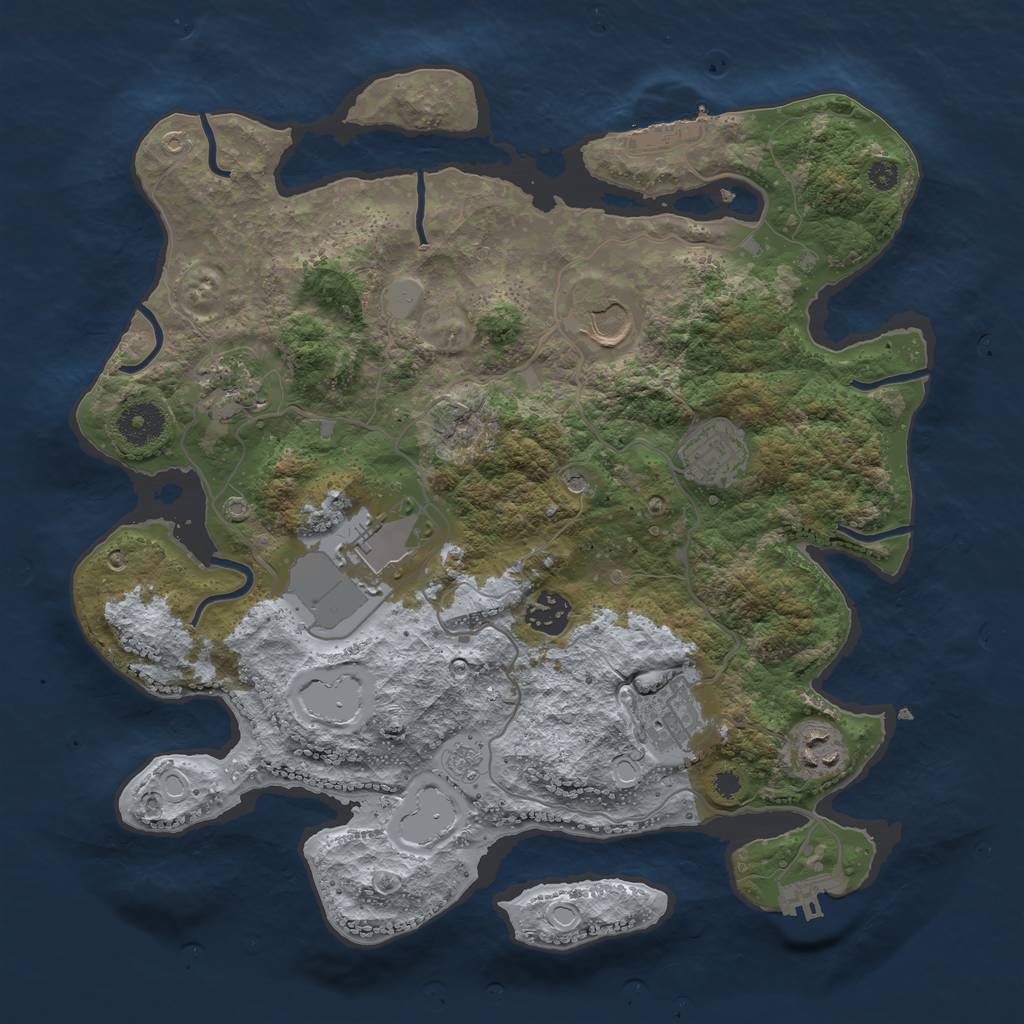 Rust Map: Procedural Map, Size: 3500, Seed: 93853560, 16 Monuments