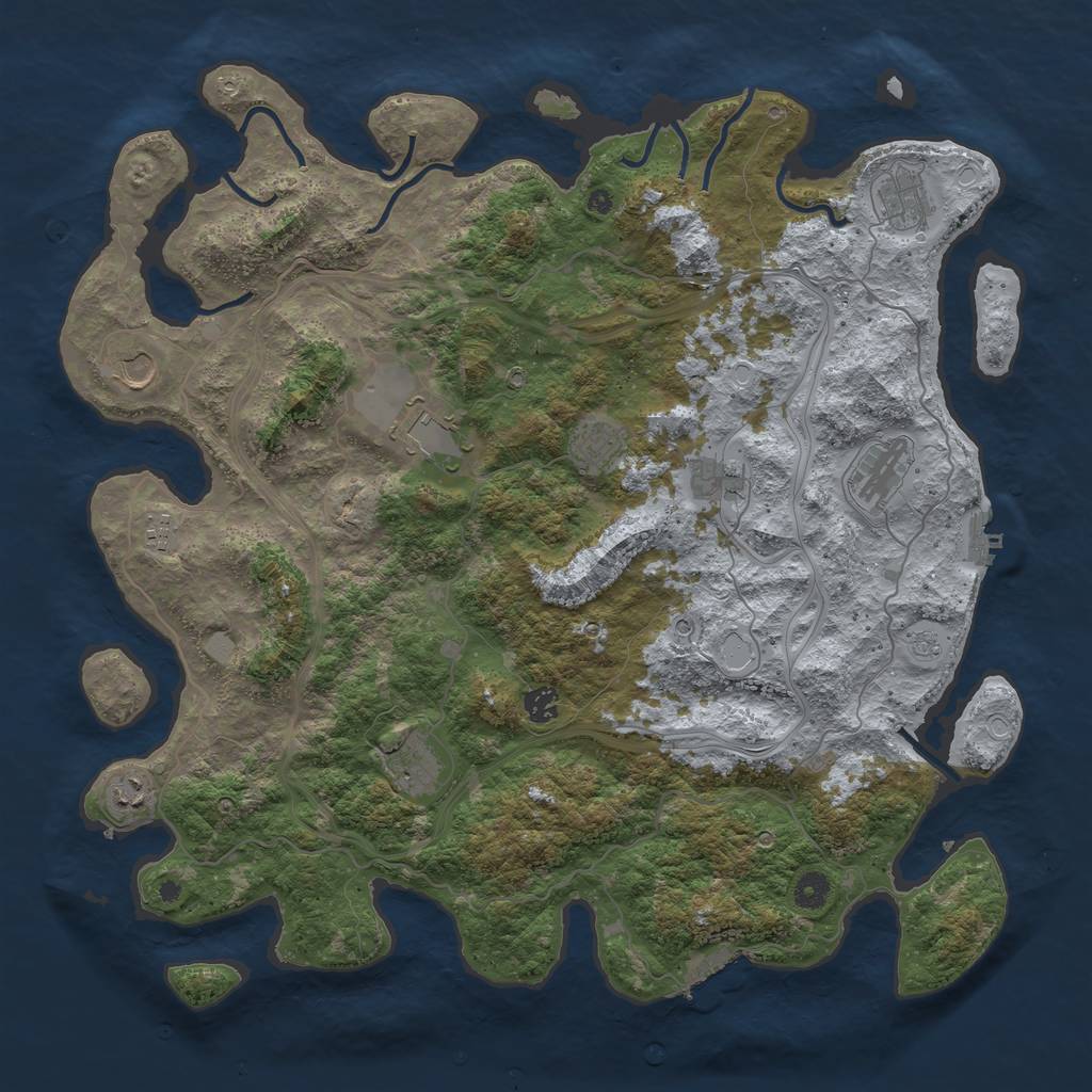 Rust Map: Procedural Map, Size: 4500, Seed: 53269, 19 Monuments