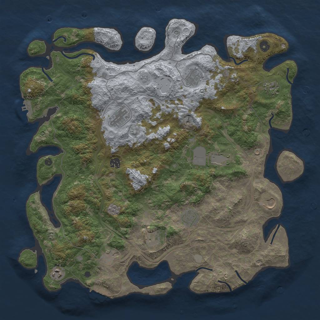 Rust Map: Procedural Map, Size: 4500, Seed: 105185656, 20 Monuments