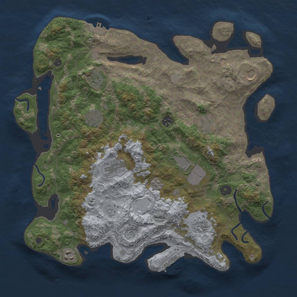 Rust Map: Procedural Map, Size: 4000, Seed: 29593058, 19 Monuments