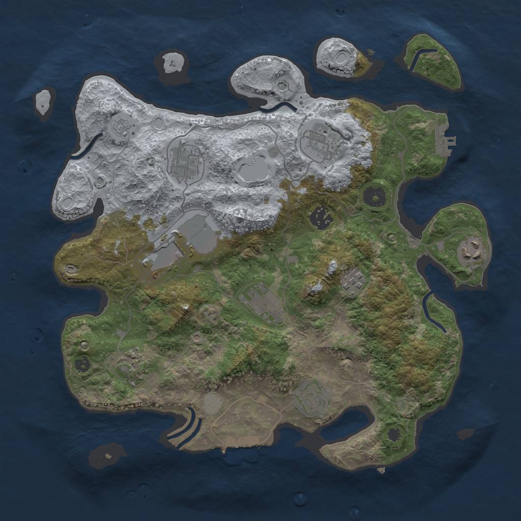 Rust Map: Procedural Map, Size: 3500, Seed: 84207203, 18 Monuments