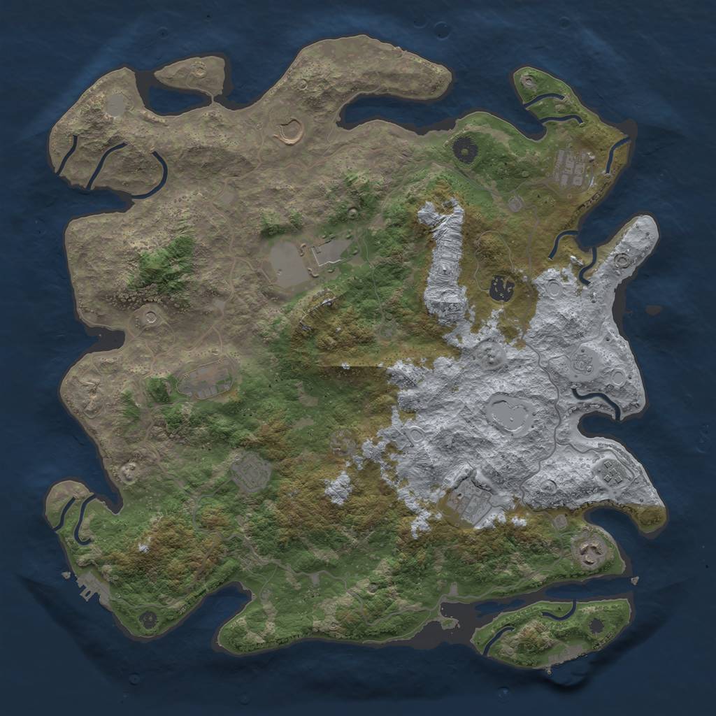 Rust Map: Procedural Map, Size: 4243, Seed: 4, 18 Monuments