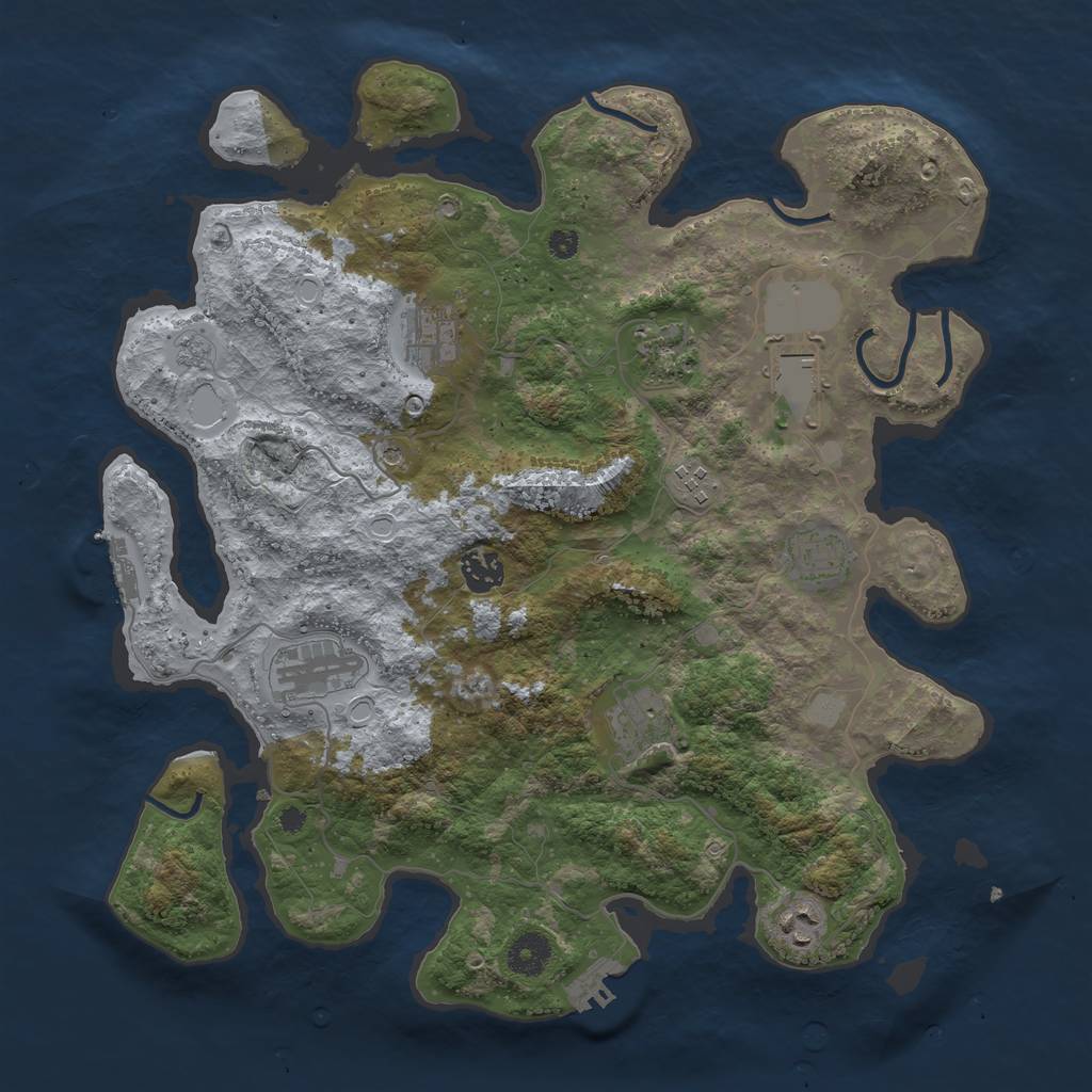 Rust Map: Procedural Map, Size: 3800, Seed: 2080409604, 18 Monuments