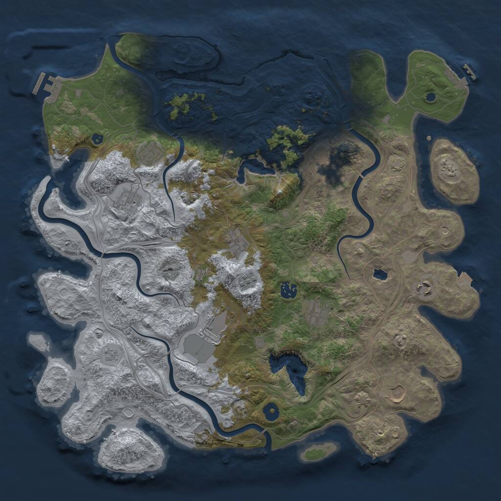 Rust Map: Procedural Map, Size: 4350, Seed: 449212346, 16 Monuments