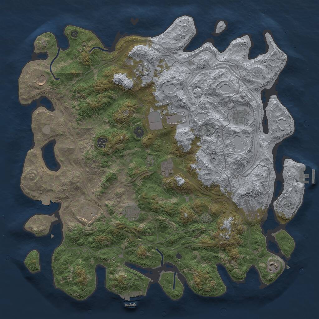Rust Map: Procedural Map, Size: 4500, Seed: 384418026, 17 Monuments