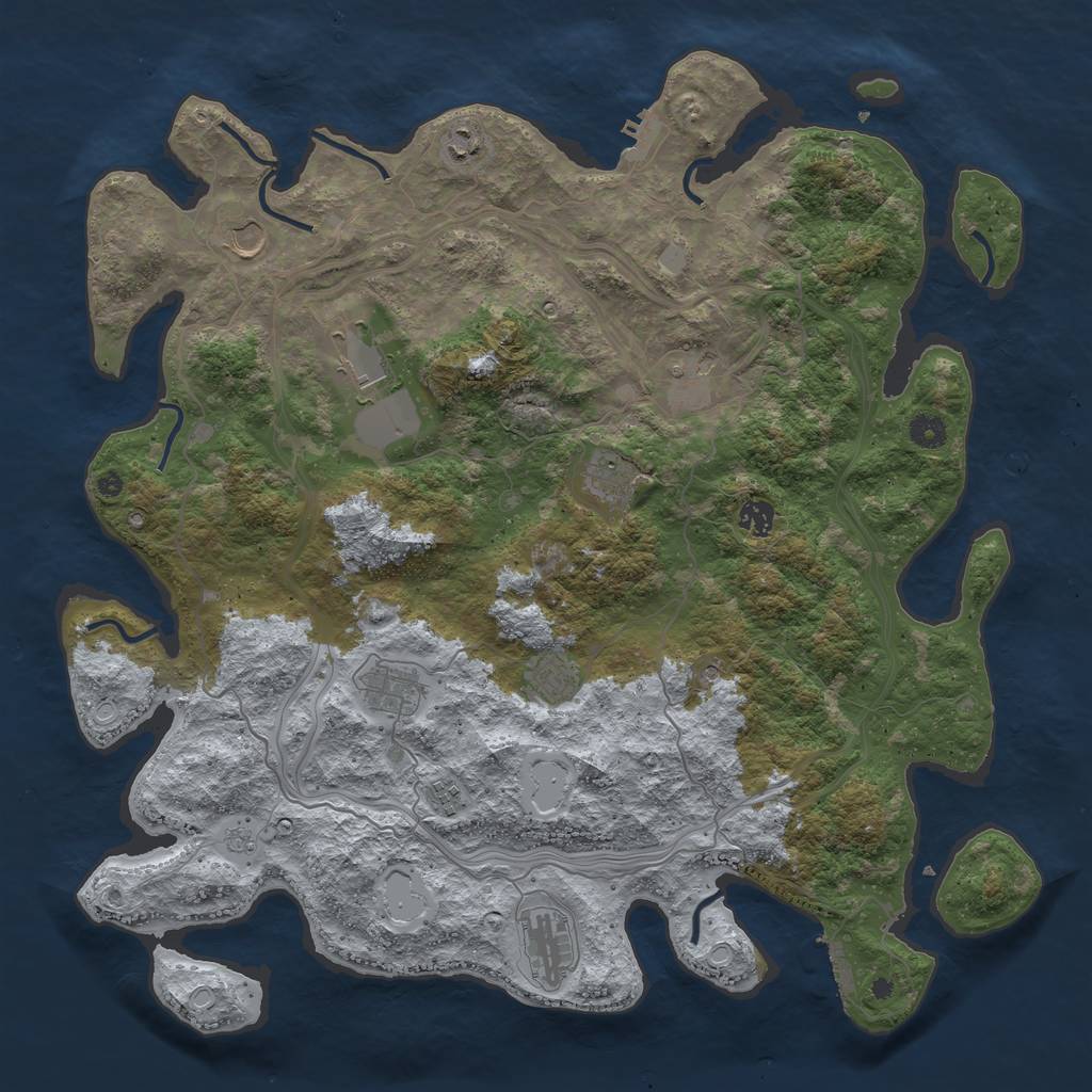 Rust Map: Procedural Map, Size: 4500, Seed: 411766700, 19 Monuments