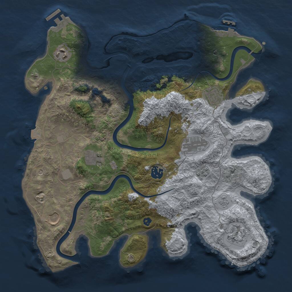 Rust Map: Procedural Map, Size: 3500, Seed: 416, 14 Monuments