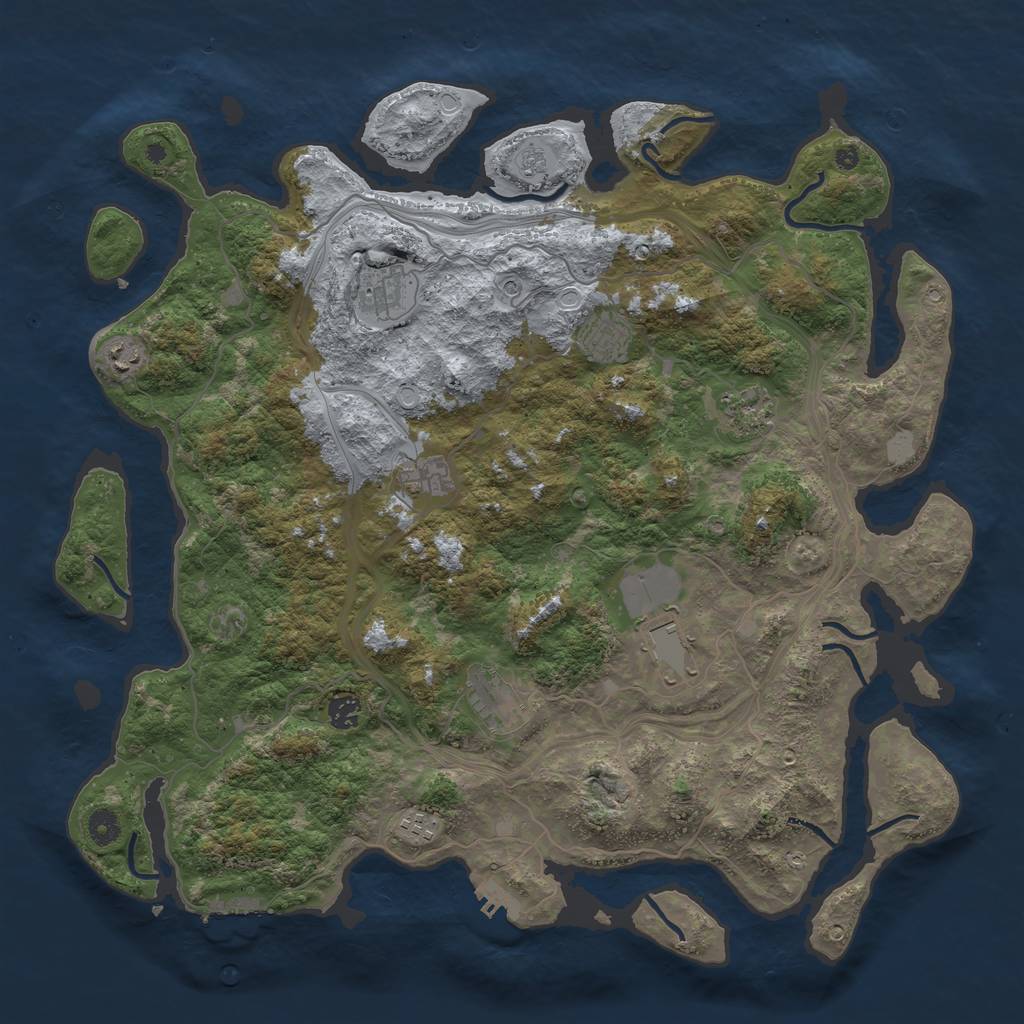 Rust Map: Procedural Map, Size: 4500, Seed: 800850, 18 Monuments