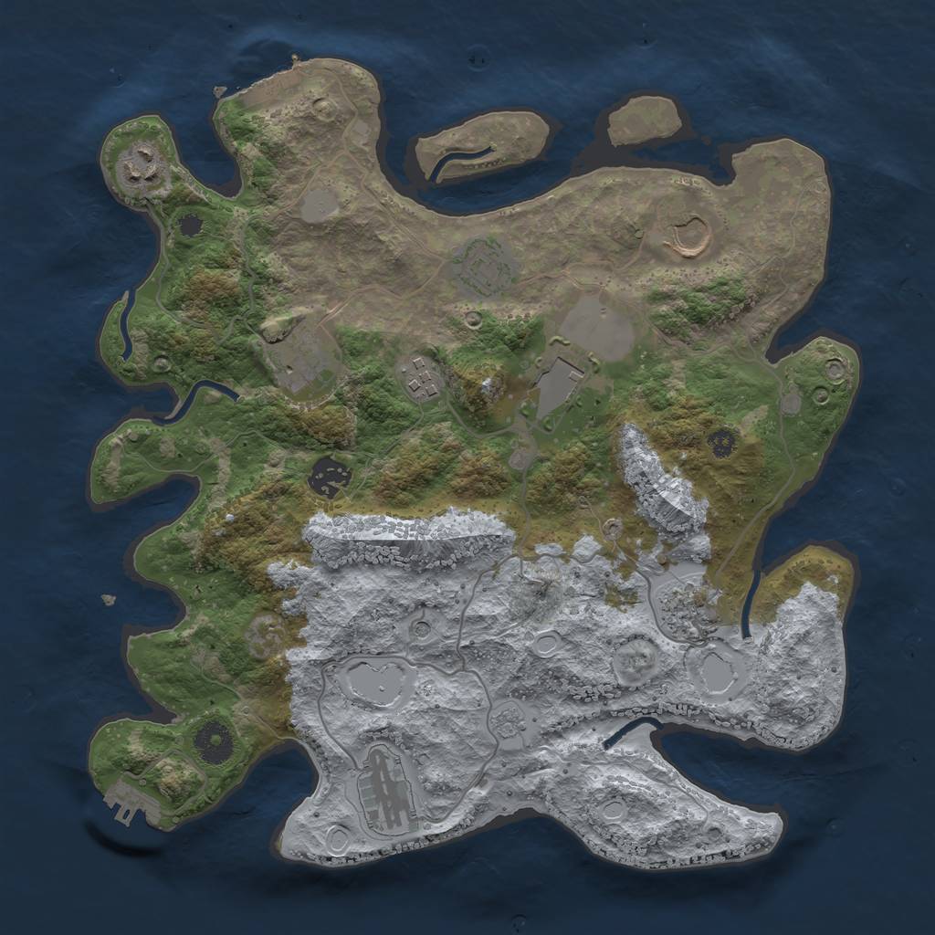 Rust Map: Procedural Map, Size: 3500, Seed: 1423562031, 18 Monuments