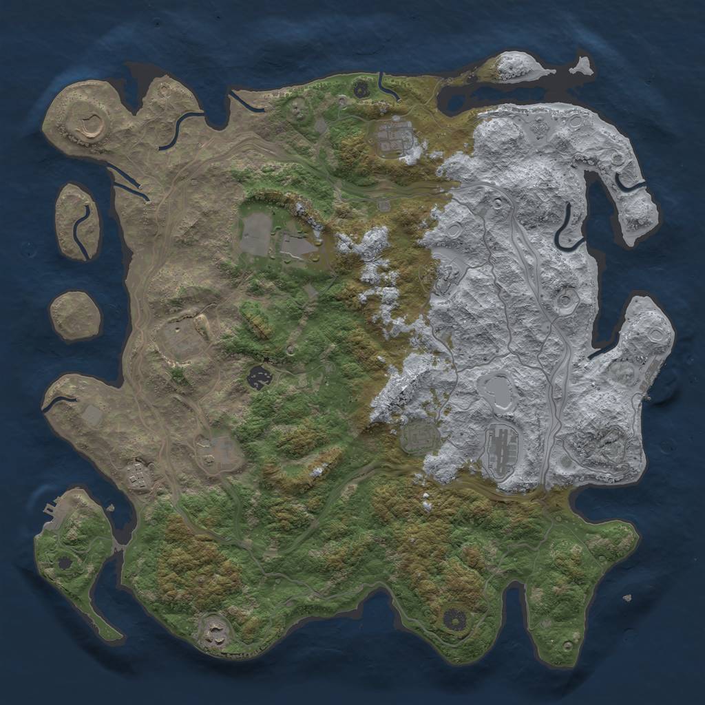 Rust Map: Procedural Map, Size: 4500, Seed: 509266343, 20 Monuments
