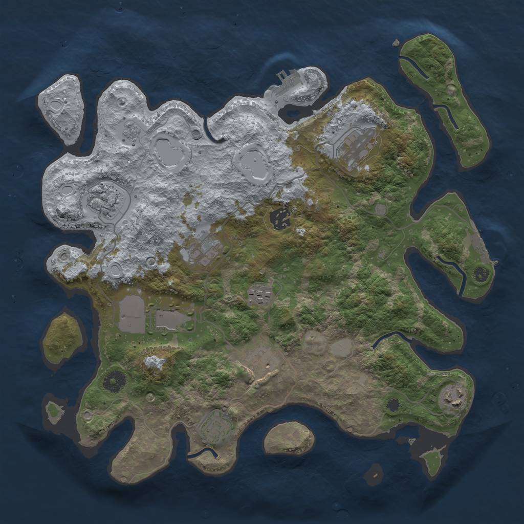 Rust Map: Procedural Map, Size: 3600, Seed: 1150486602, 17 Monuments