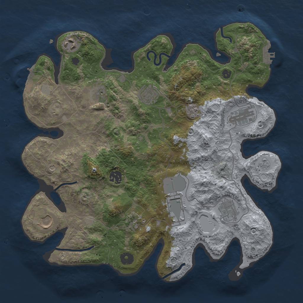 Rust Map: Procedural Map, Size: 3500, Seed: 19371676, 19 Monuments