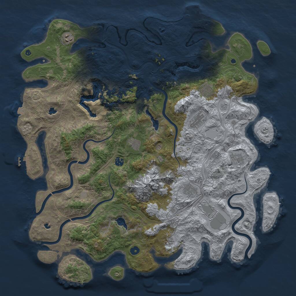 Rust Map: Procedural Map, Size: 5000, Seed: 2143, 16 Monuments