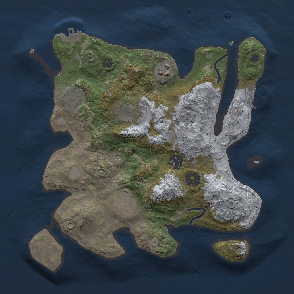 Rust Map: Procedural Map, Size: 3000, Seed: 55673, 14 Monuments