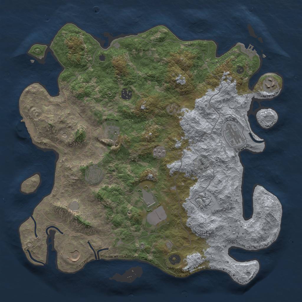 Rust Map: Procedural Map, Size: 4000, Seed: 1374858770, 18 Monuments