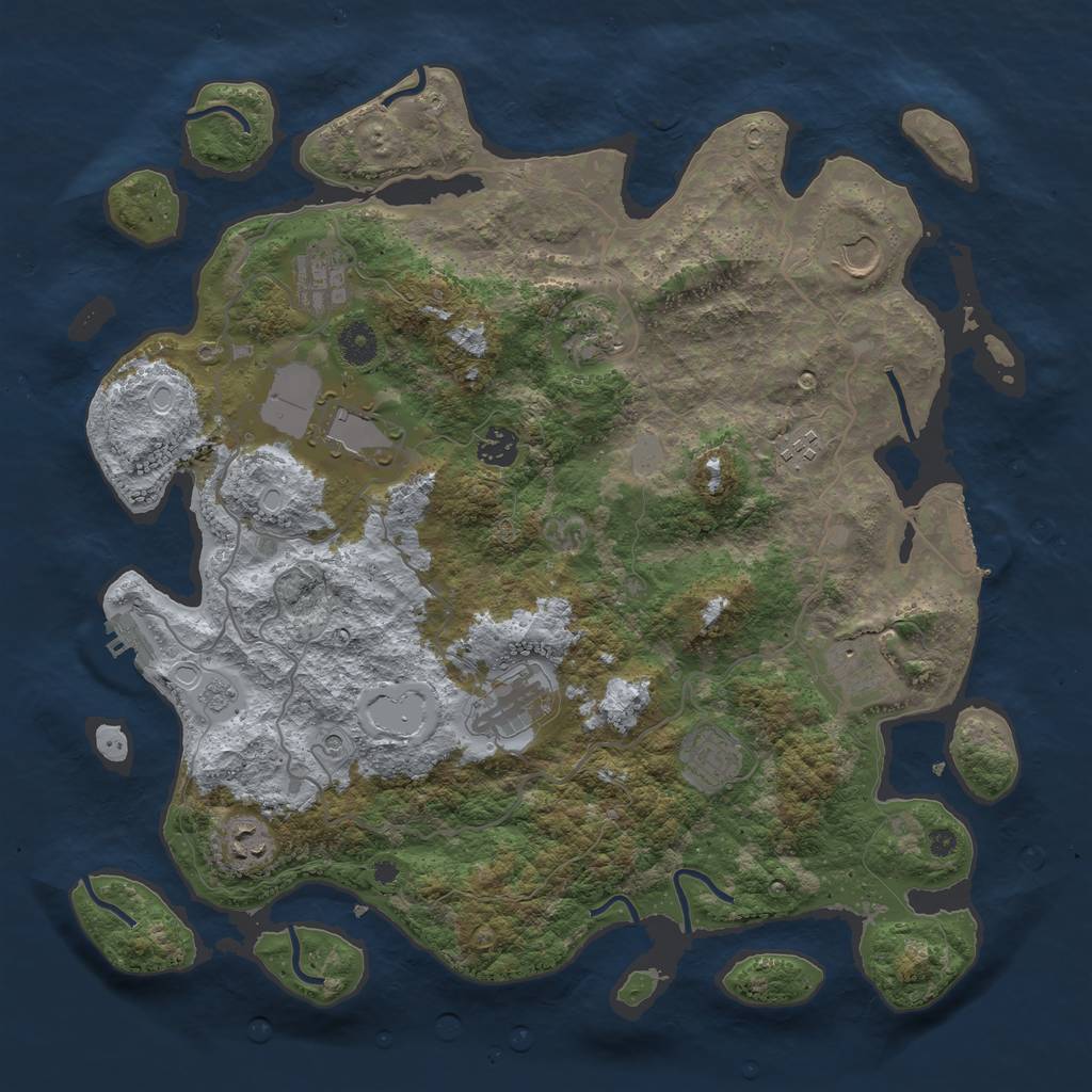 Rust Map: Procedural Map, Size: 4000, Seed: 1823926772, 17 Monuments