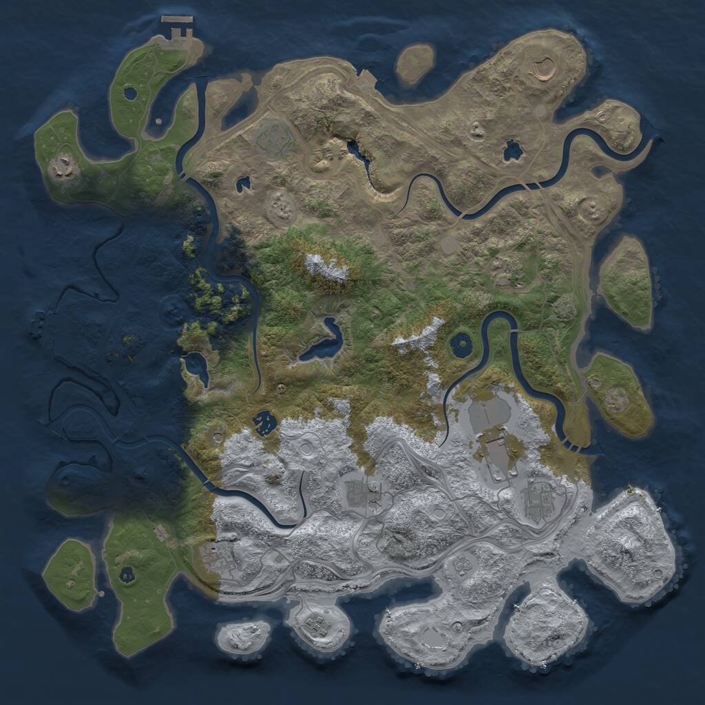 Rust Map: Procedural Map, Size: 4500, Seed: 29851125, 16 Monuments