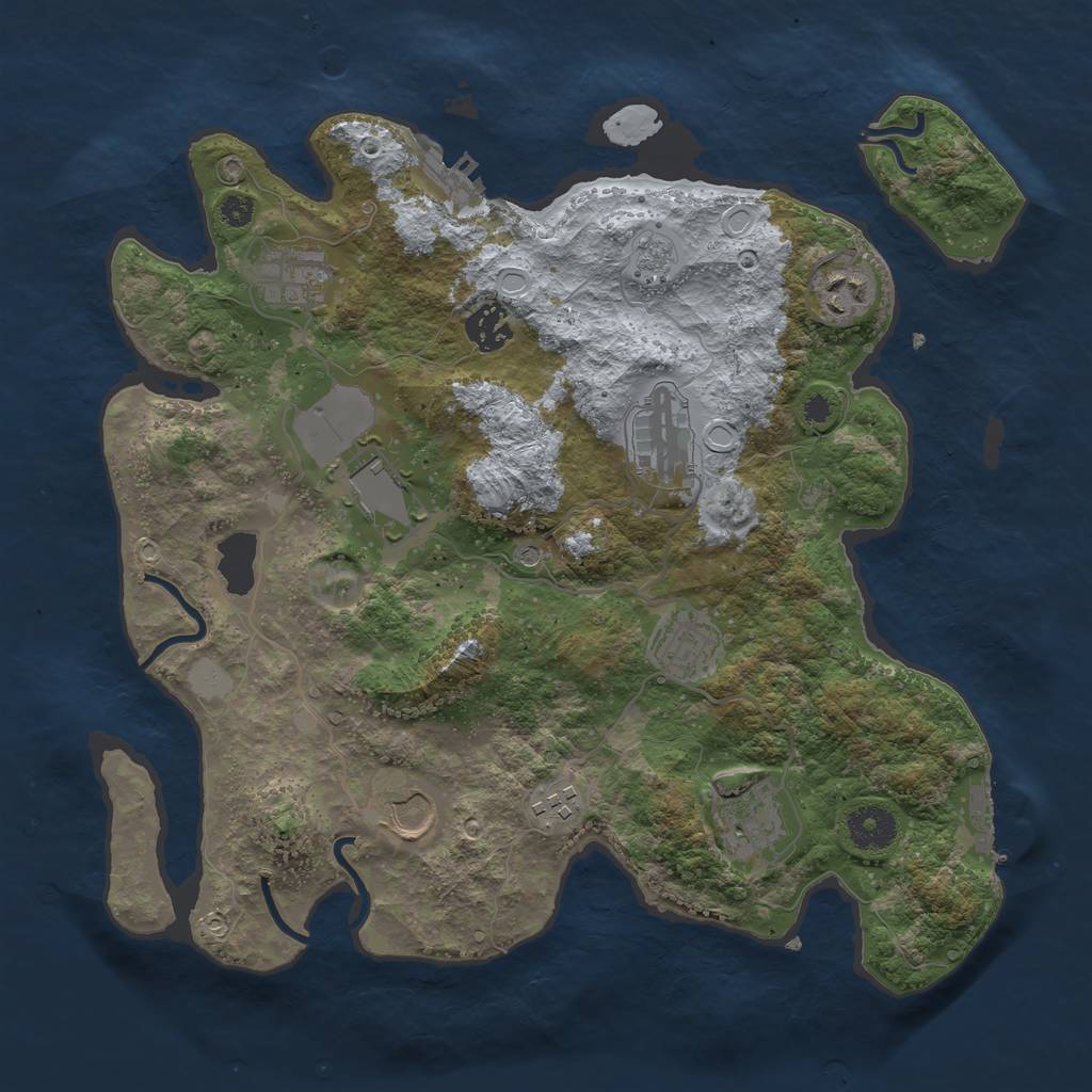 Rust Map: Procedural Map, Size: 3500, Seed: 125423687, 18 Monuments