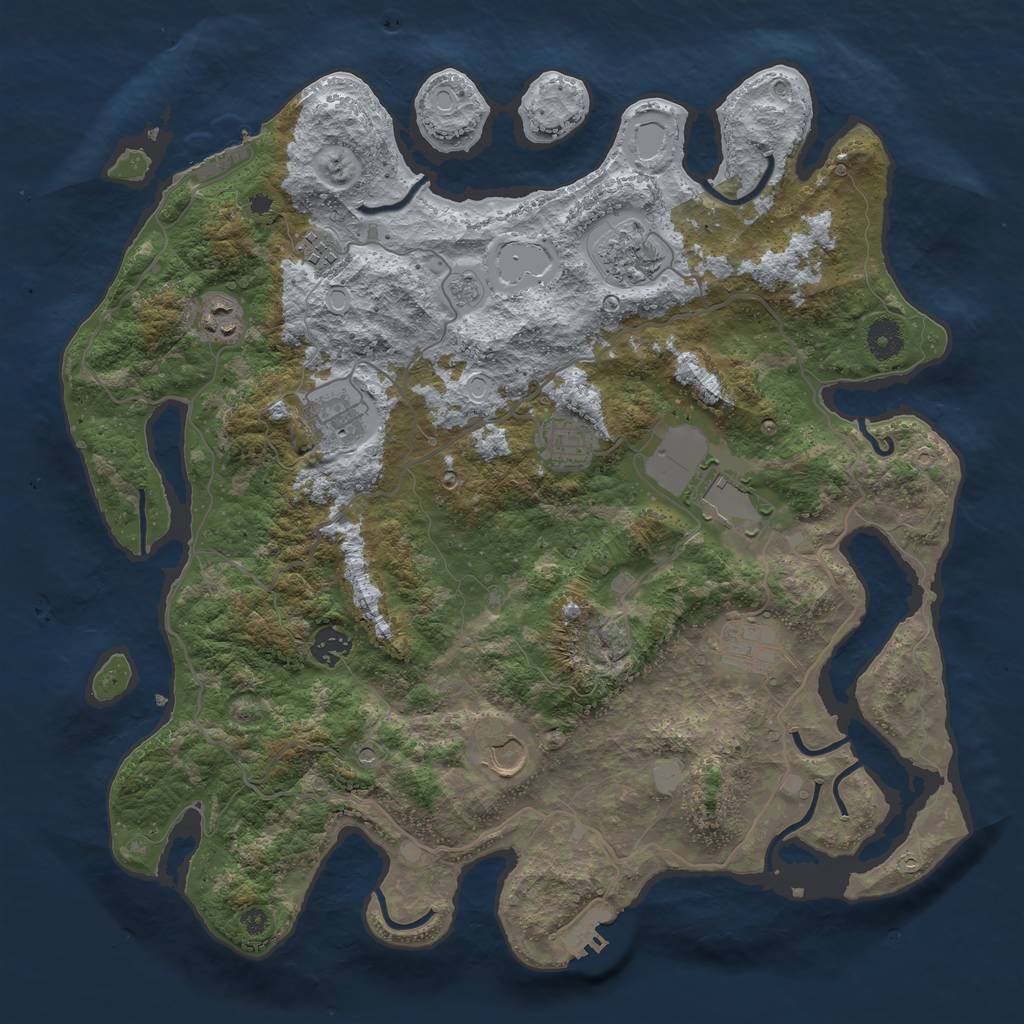 Rust Map: Procedural Map, Size: 4000, Seed: 52627643, 18 Monuments