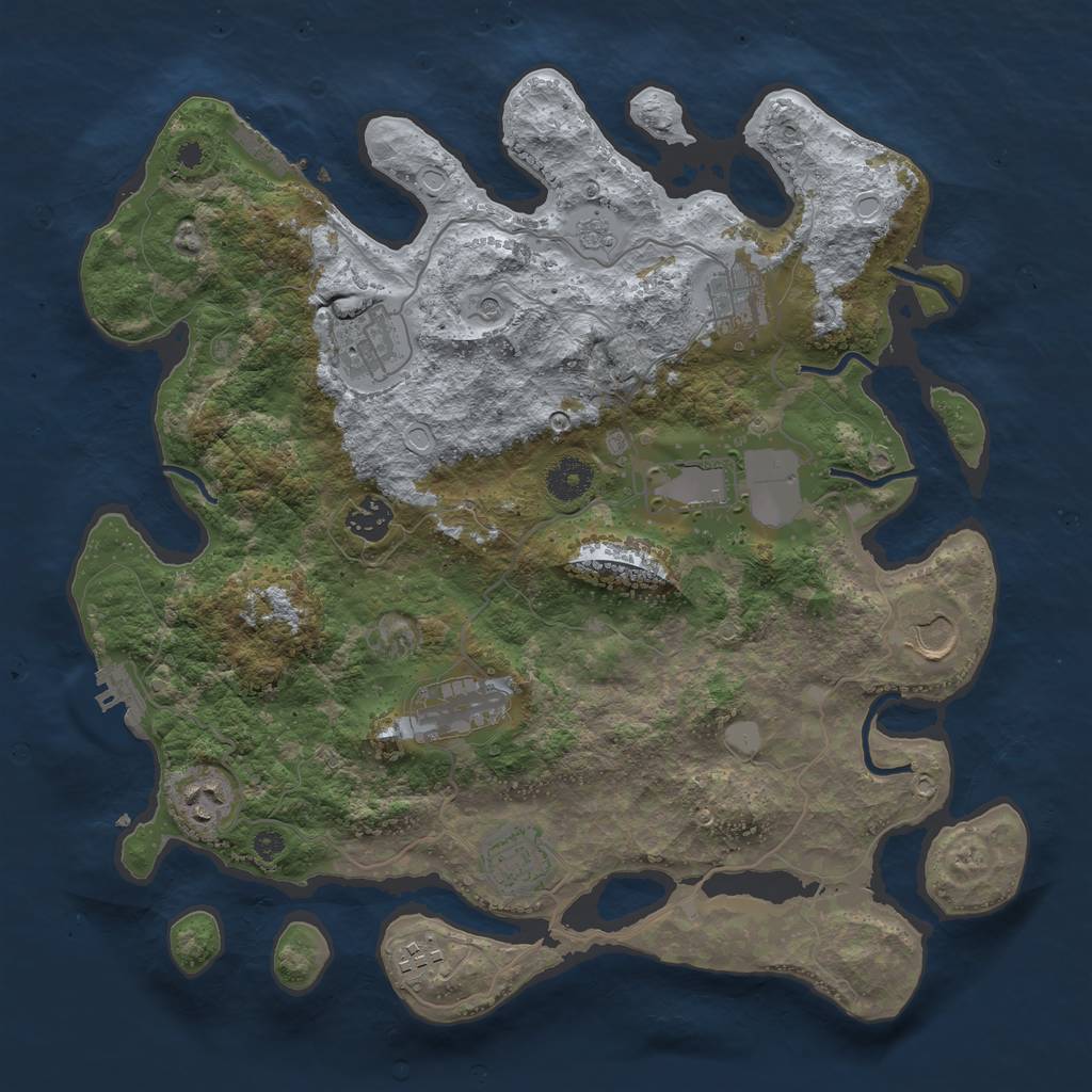 Rust Map: Procedural Map, Size: 3700, Seed: 1660966270, 16 Monuments