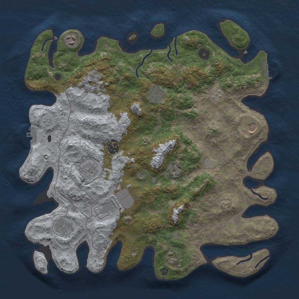 Rust Map: Procedural Map, Size: 4000, Seed: 2468, 18 Monuments