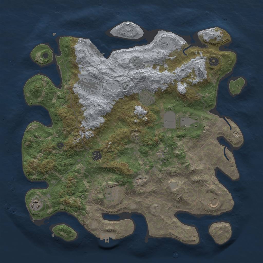 Rust Map: Procedural Map, Size: 4000, Seed: 535428075, 18 Monuments