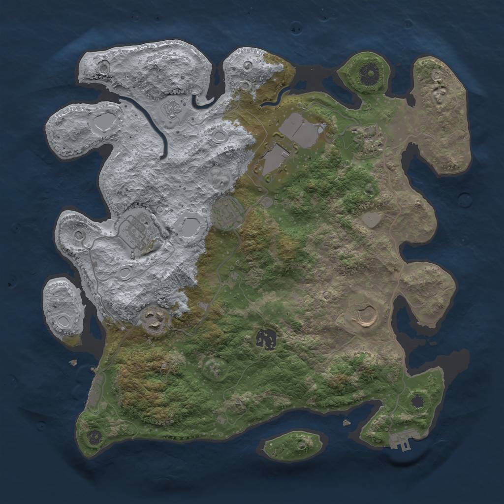 Rust Map: Procedural Map, Size: 3500, Seed: 31121025, 16 Monuments