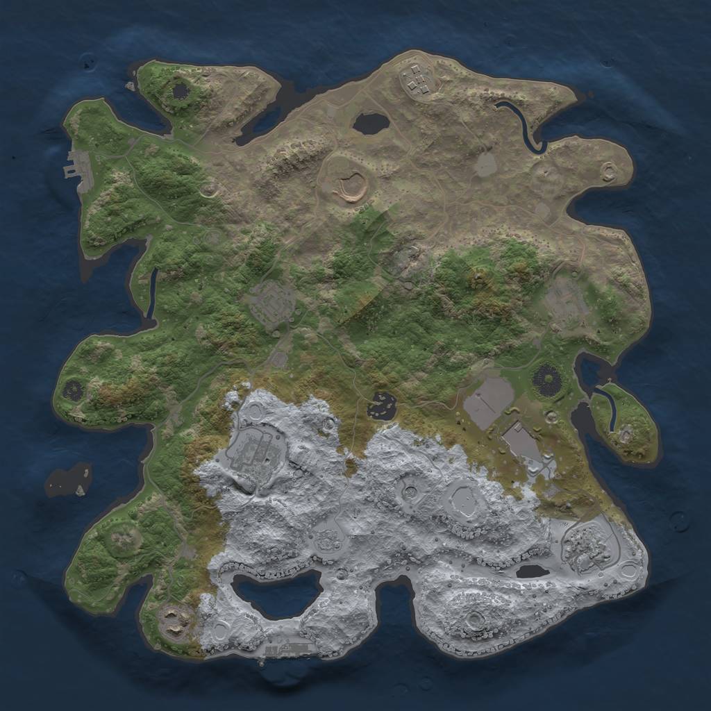 Rust Map: Procedural Map, Size: 3600, Seed: 351232394, 18 Monuments