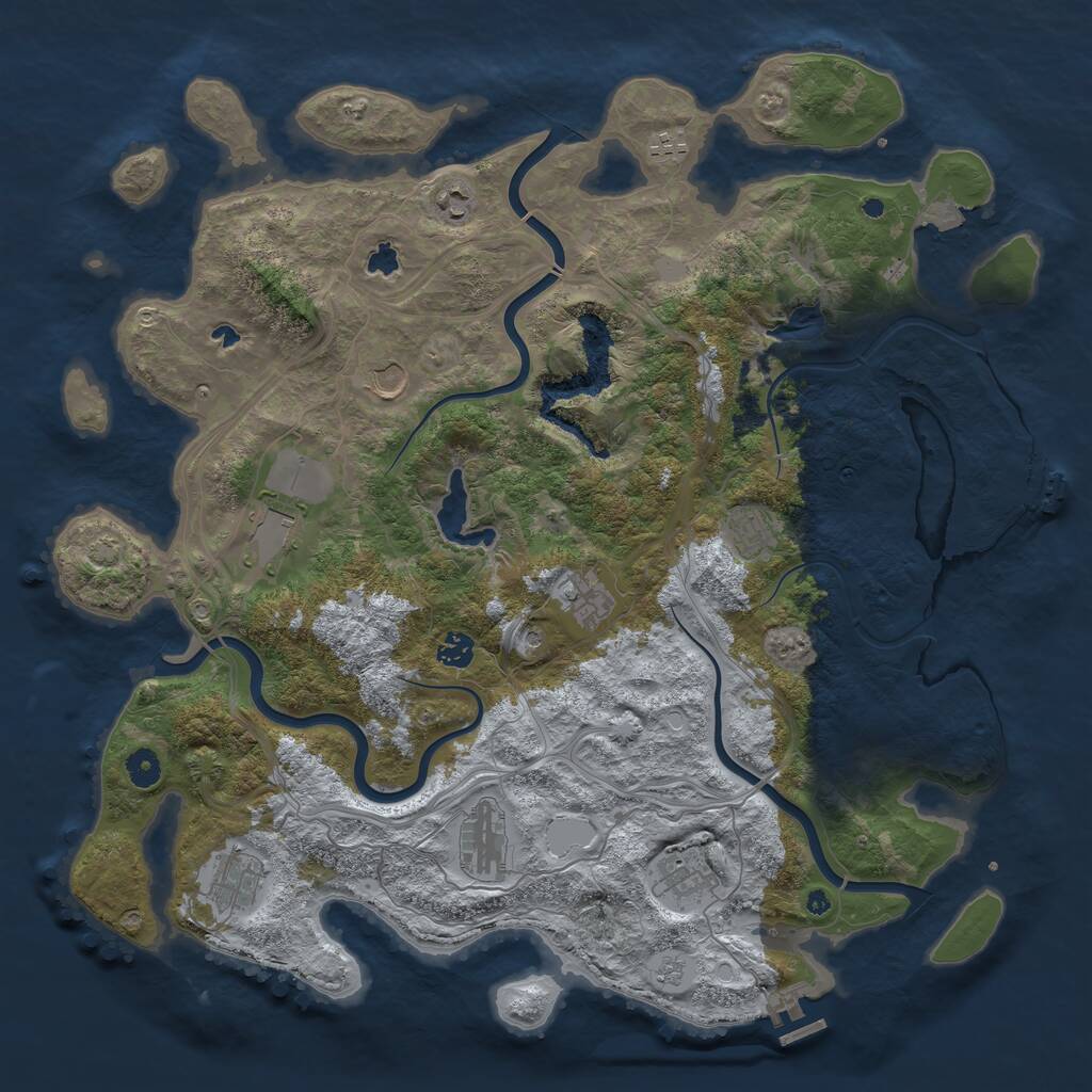 Rust Map: Procedural Map, Size: 4500, Seed: 539770945, 16 Monuments