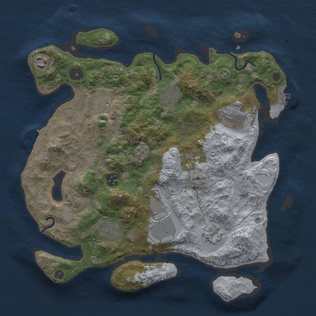 Rust Map: Procedural Map, Size: 3500, Seed: 2106719106, 18 Monuments