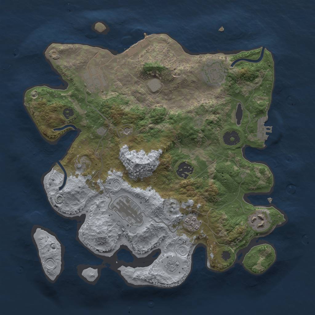 Rust Map: Procedural Map, Size: 3000, Seed: 1893297167, 15 Monuments