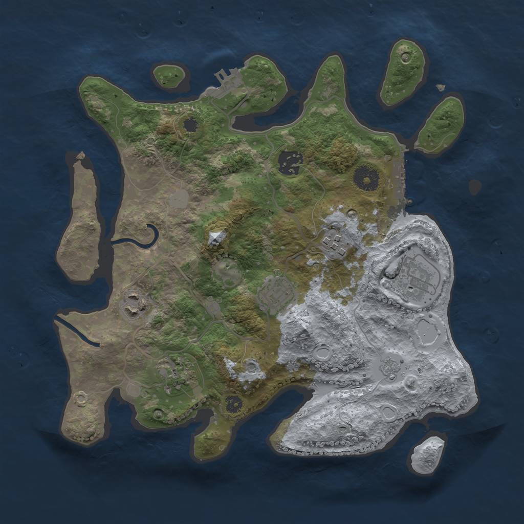 Rust Map: Procedural Map, Size: 3081, Seed: 20000, 12 Monuments