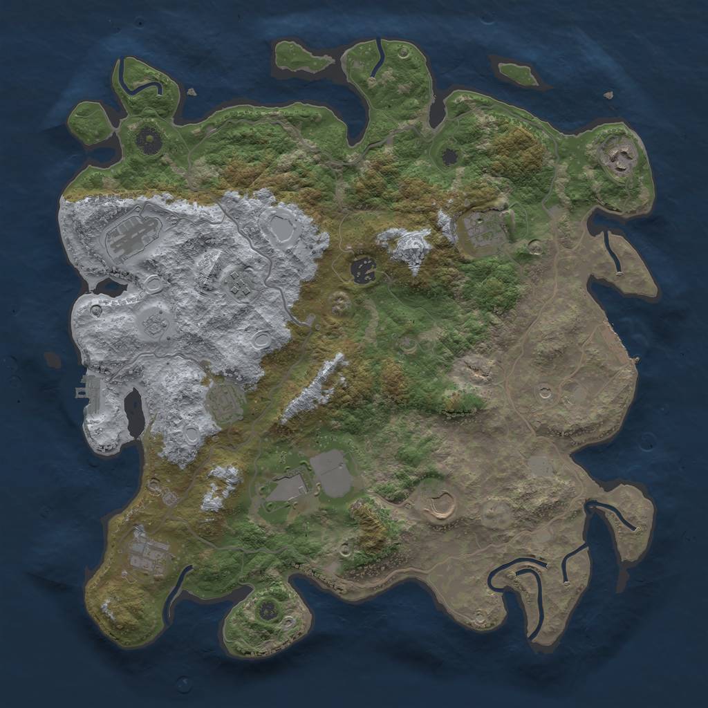 Rust Map: Procedural Map, Size: 4000, Seed: 601049170, 16 Monuments