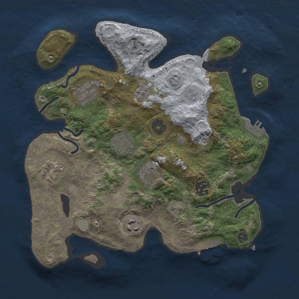 Rust Map: Procedural Map, Size: 3000, Seed: 1788067590, 16 Monuments