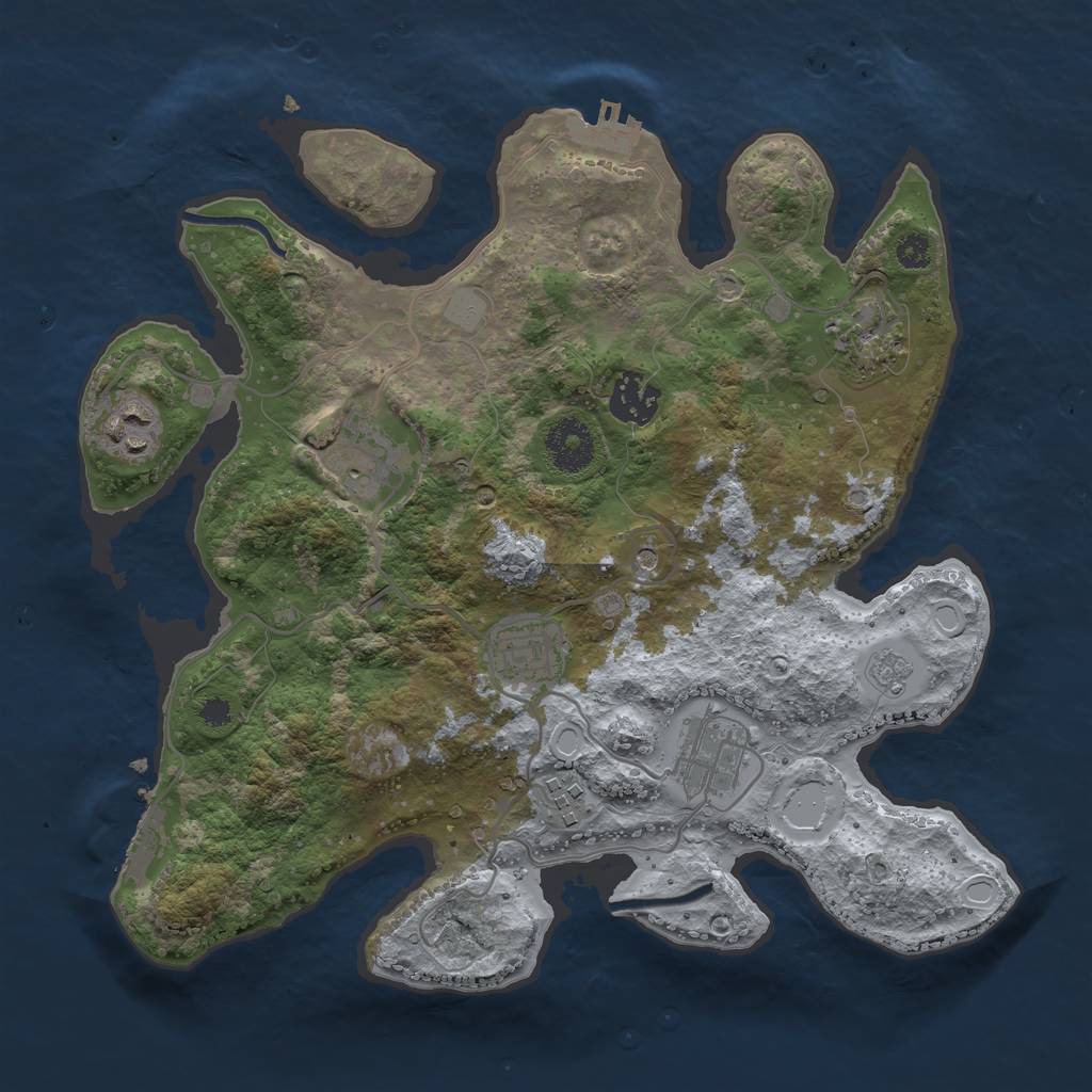Rust Map: Procedural Map, Size: 3200, Seed: 2008, 16 Monuments