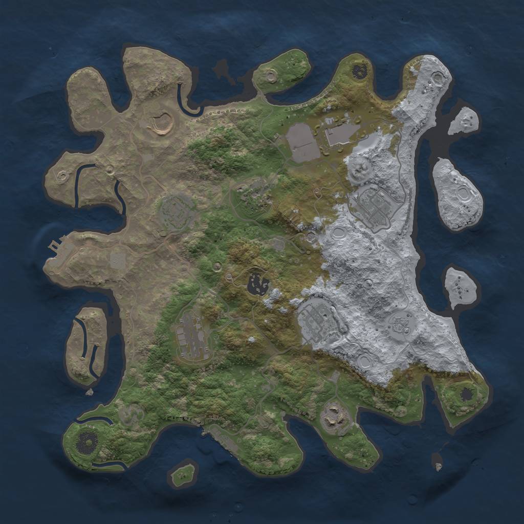 Rust Map: Procedural Map, Size: 3500, Seed: 72388505, 18 Monuments