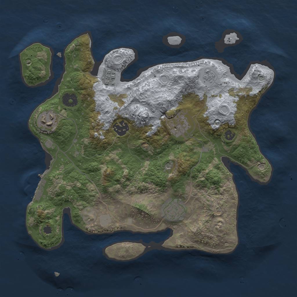 Rust Map: Procedural Map, Size: 3000, Seed: 718536, 13 Monuments