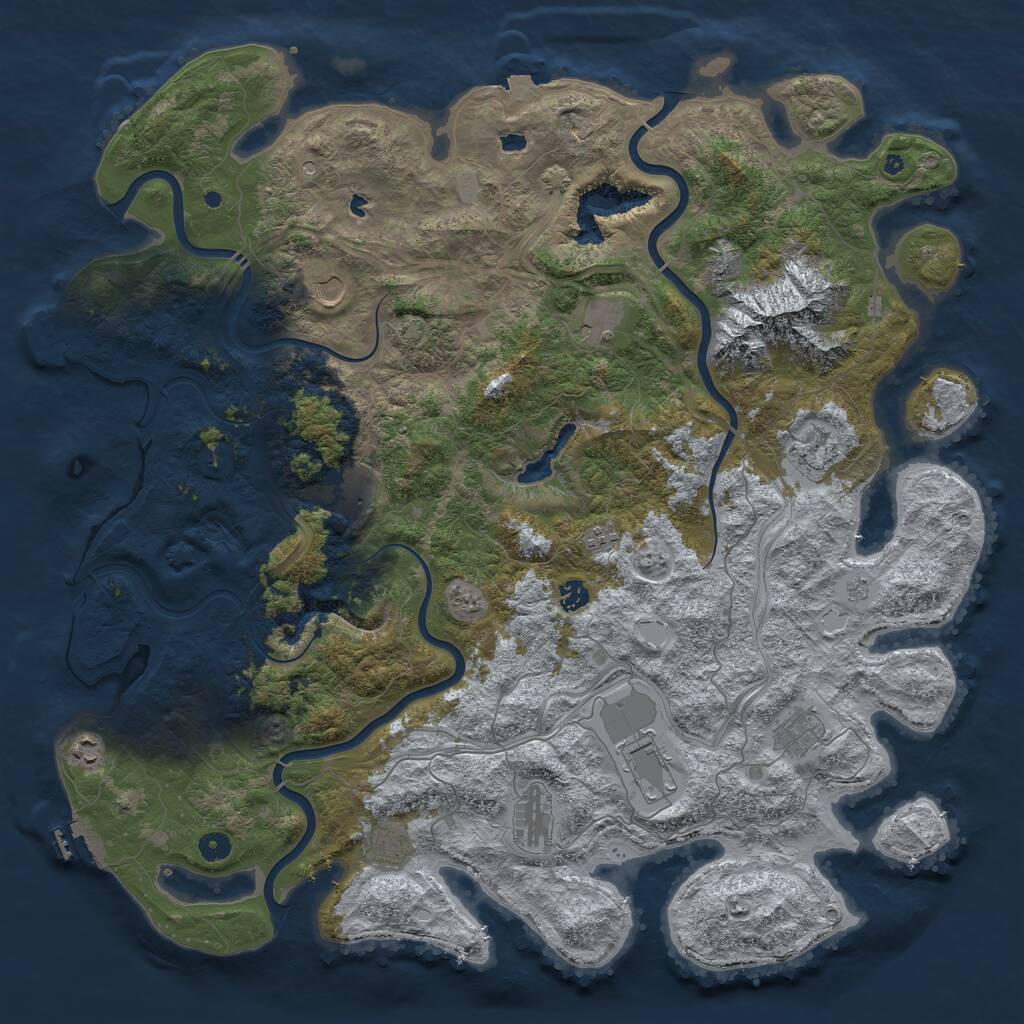 Rust Map: Procedural Map, Size: 5000, Seed: 917948281, 17 Monuments