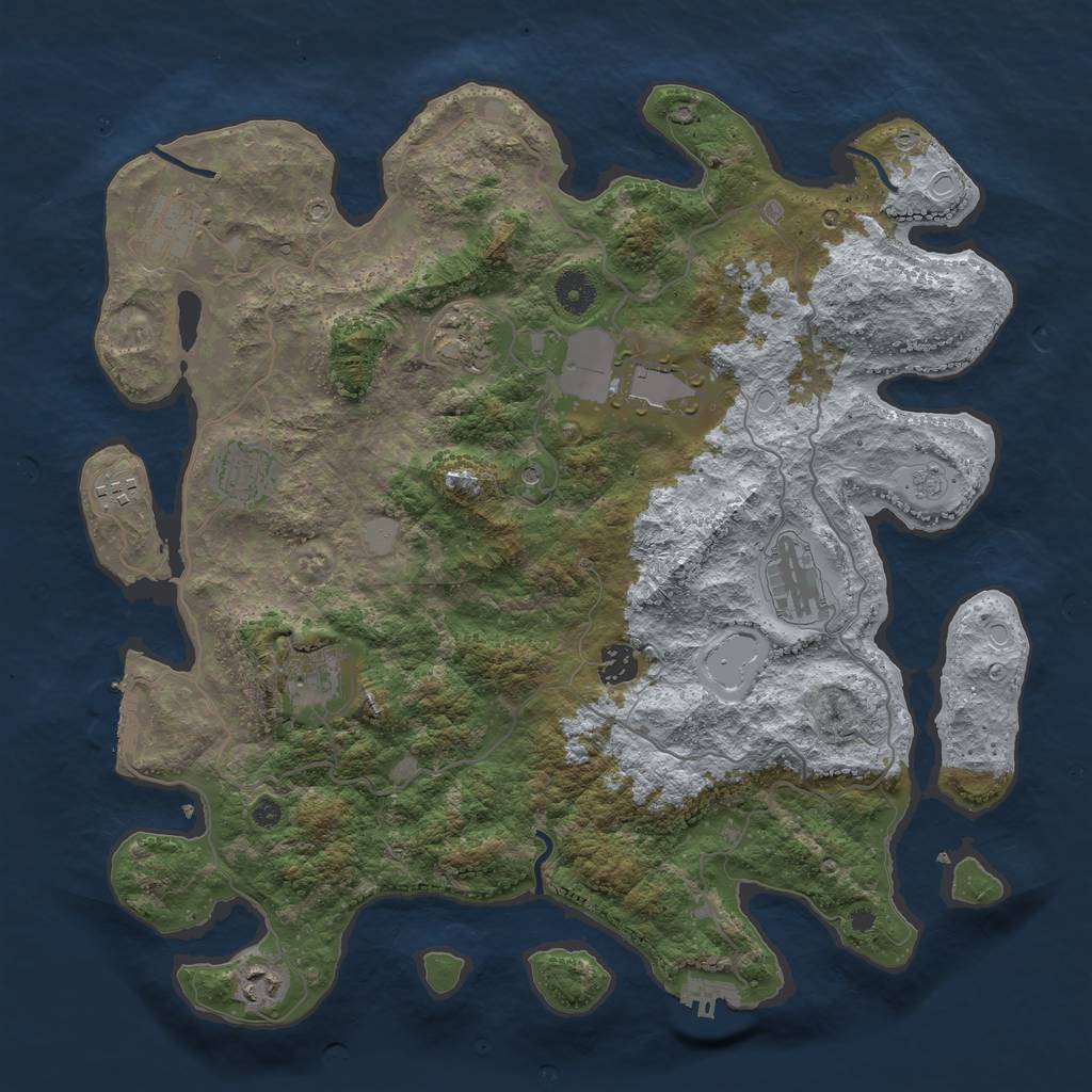 Rust Map: Procedural Map, Size: 4000, Seed: 4910, 18 Monuments