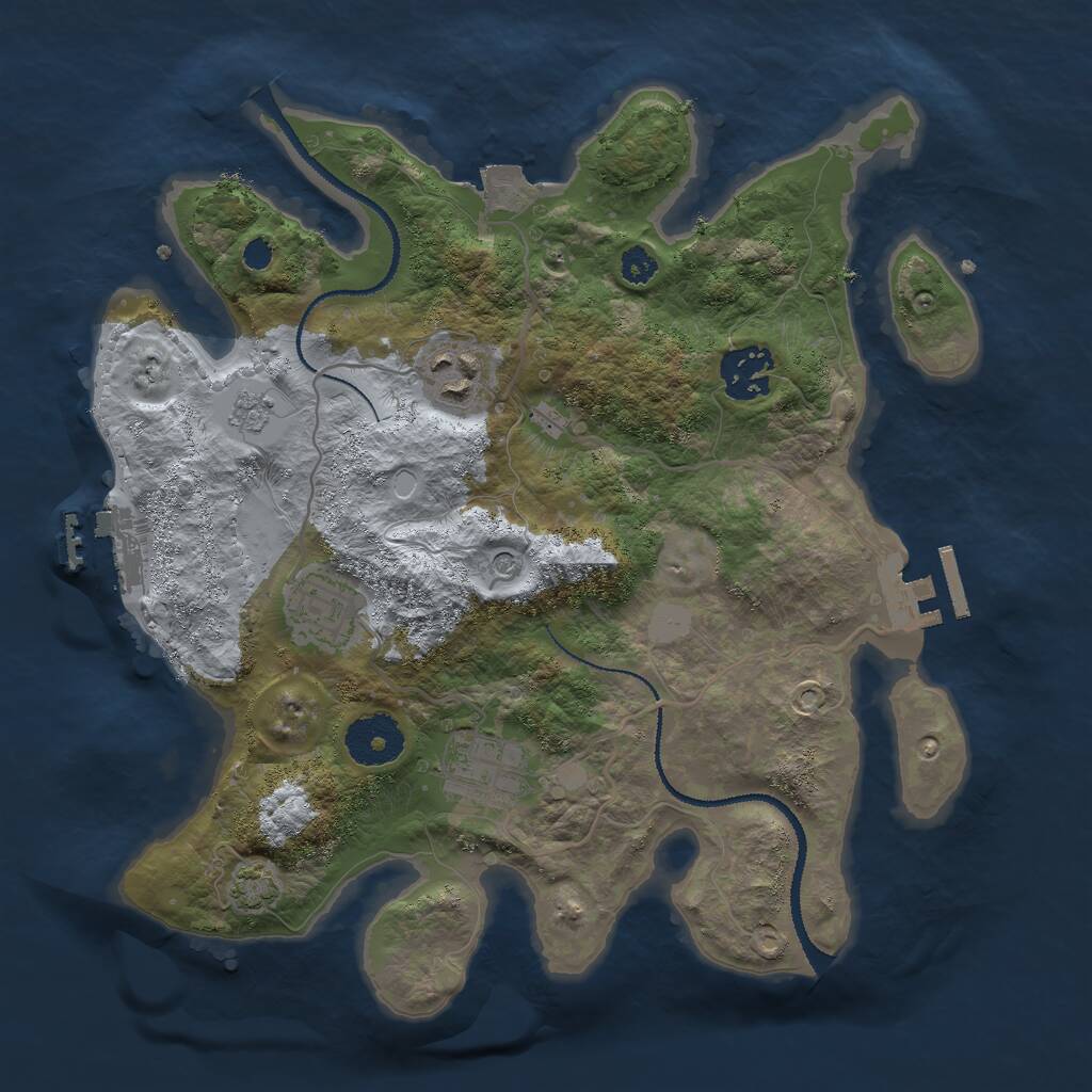 Rust Map: Procedural Map, Size: 3000, Seed: 621826, 10 Monuments