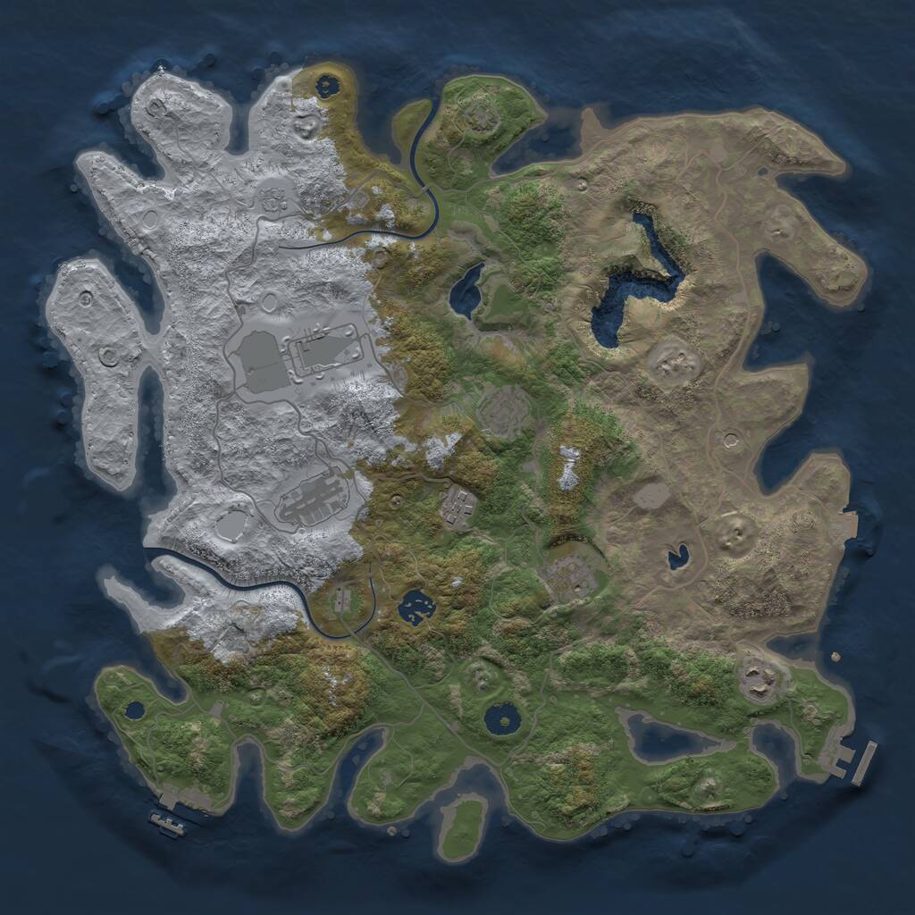Rust Map: Procedural Map, Size: 4000, Seed: 223502394, 13 Monuments
