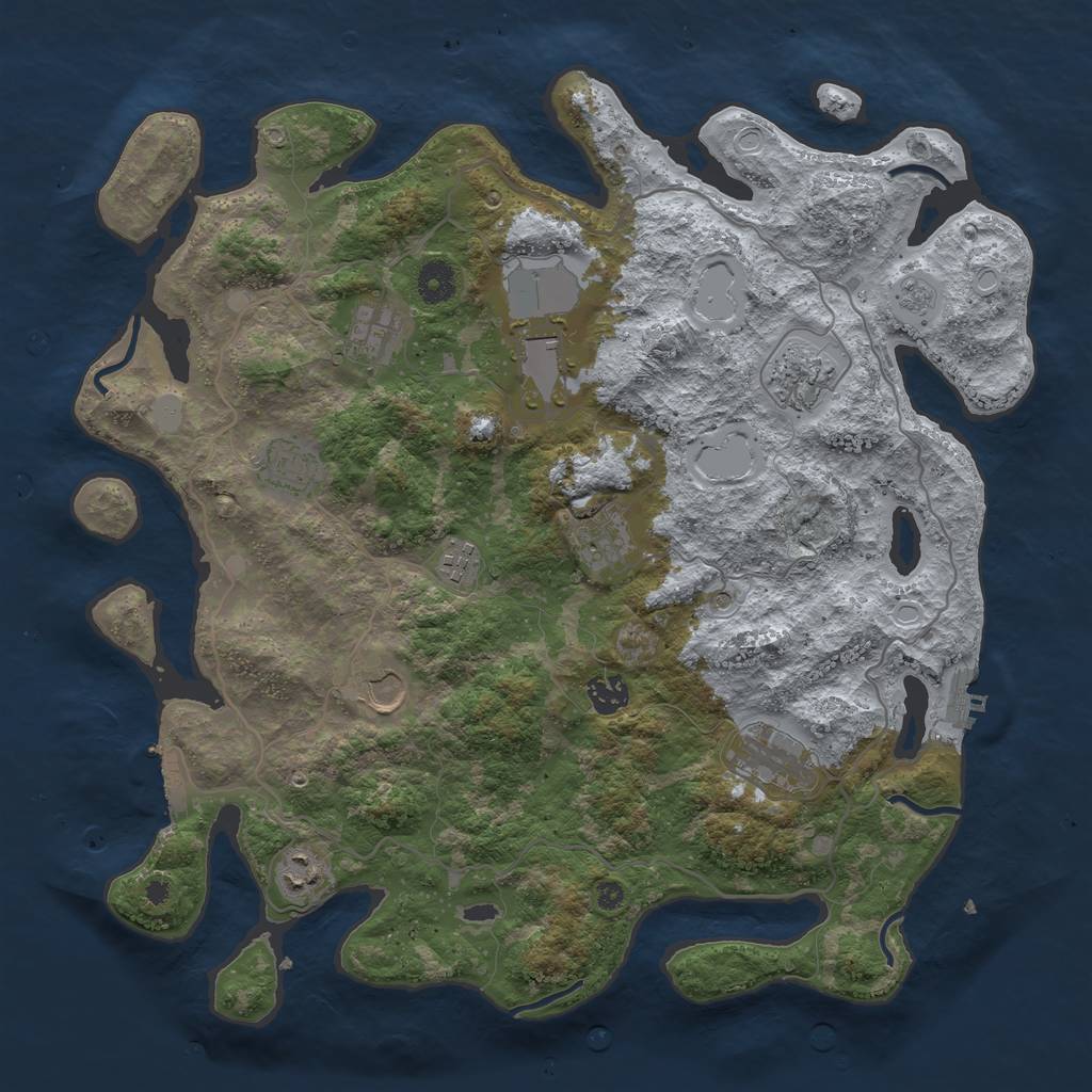 Rust Map: Procedural Map, Size: 4000, Seed: 1275281142, 19 Monuments