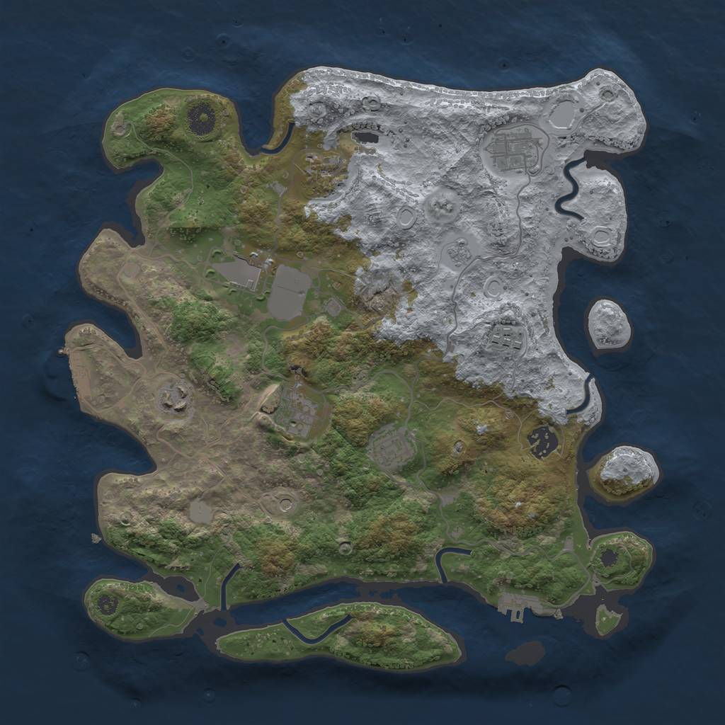 Rust Map: Procedural Map, Size: 3600, Seed: 2050860230, 15 Monuments